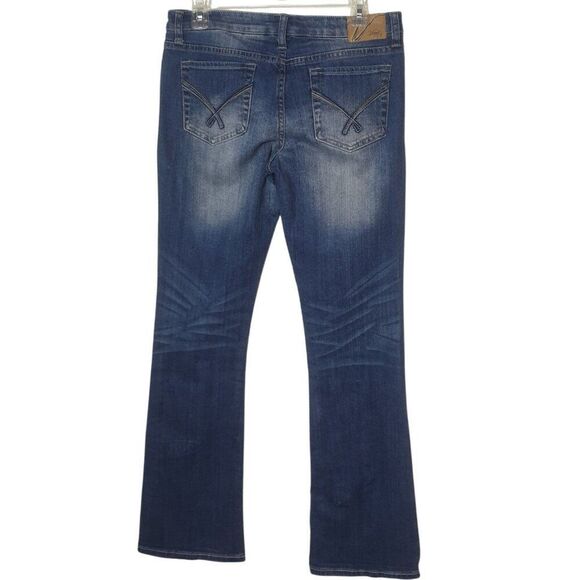 Vanity Womens Bootcut Jeans 28x33 Blue Denim Cowgirl Embroidered Low Rise Street - Picture 3 of 8